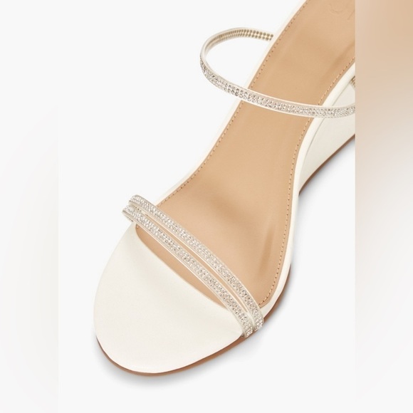NEW Just Fab Rhinestone Perrie Minimalist White Wedge Heel Slip-on Sandal - Picture 6 of 12